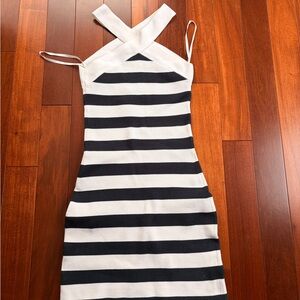 Babaton Black and White Strapless Dress